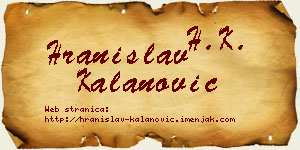 Hranislav Kalanović vizit kartica
